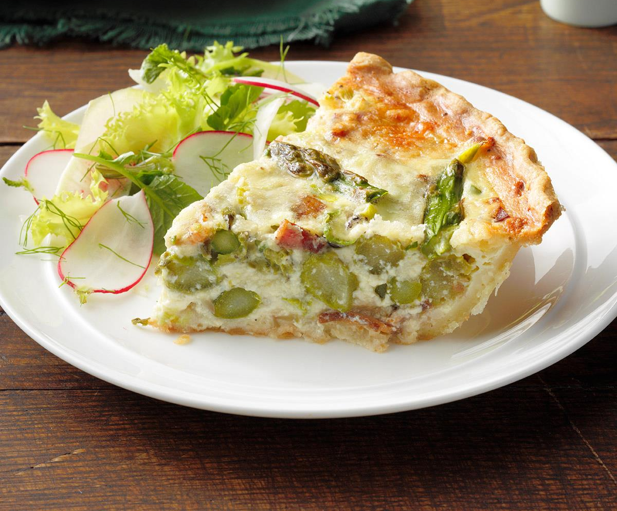 Asparagus, Goats Cheese and Smoked Bacon Quiche - Seven Score Asparagus