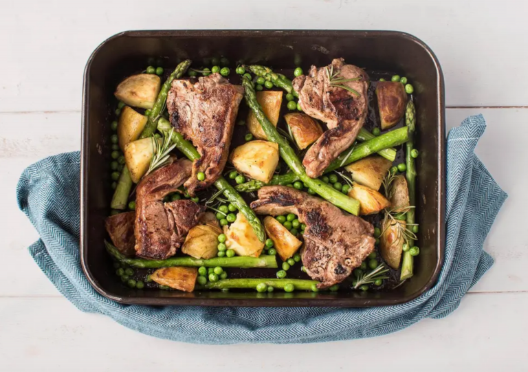 Asparagus and Lamb Tray Bake - Seven Score Asparagus